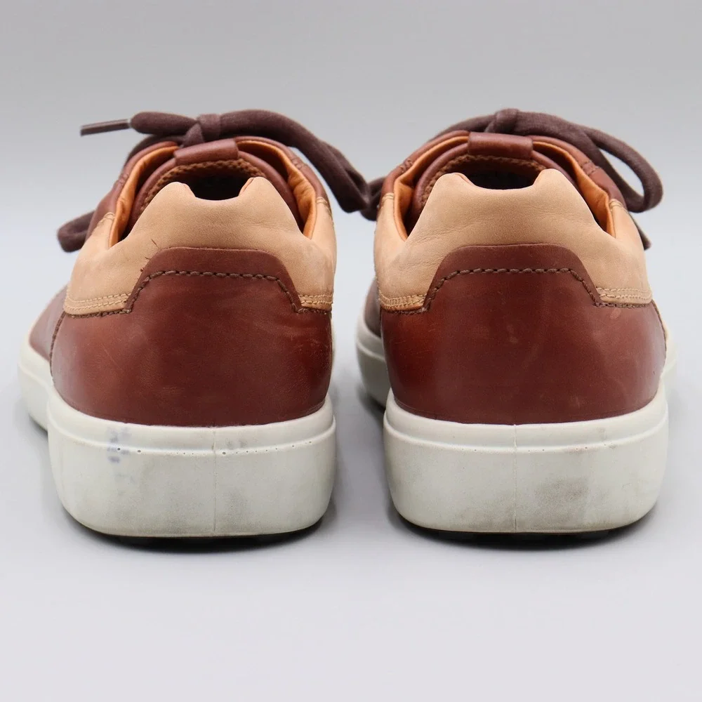 ECCO Soft 7 Mens Street Sneaker Size 12 EU 46 Brown Leather Lace Up Casual Shoes